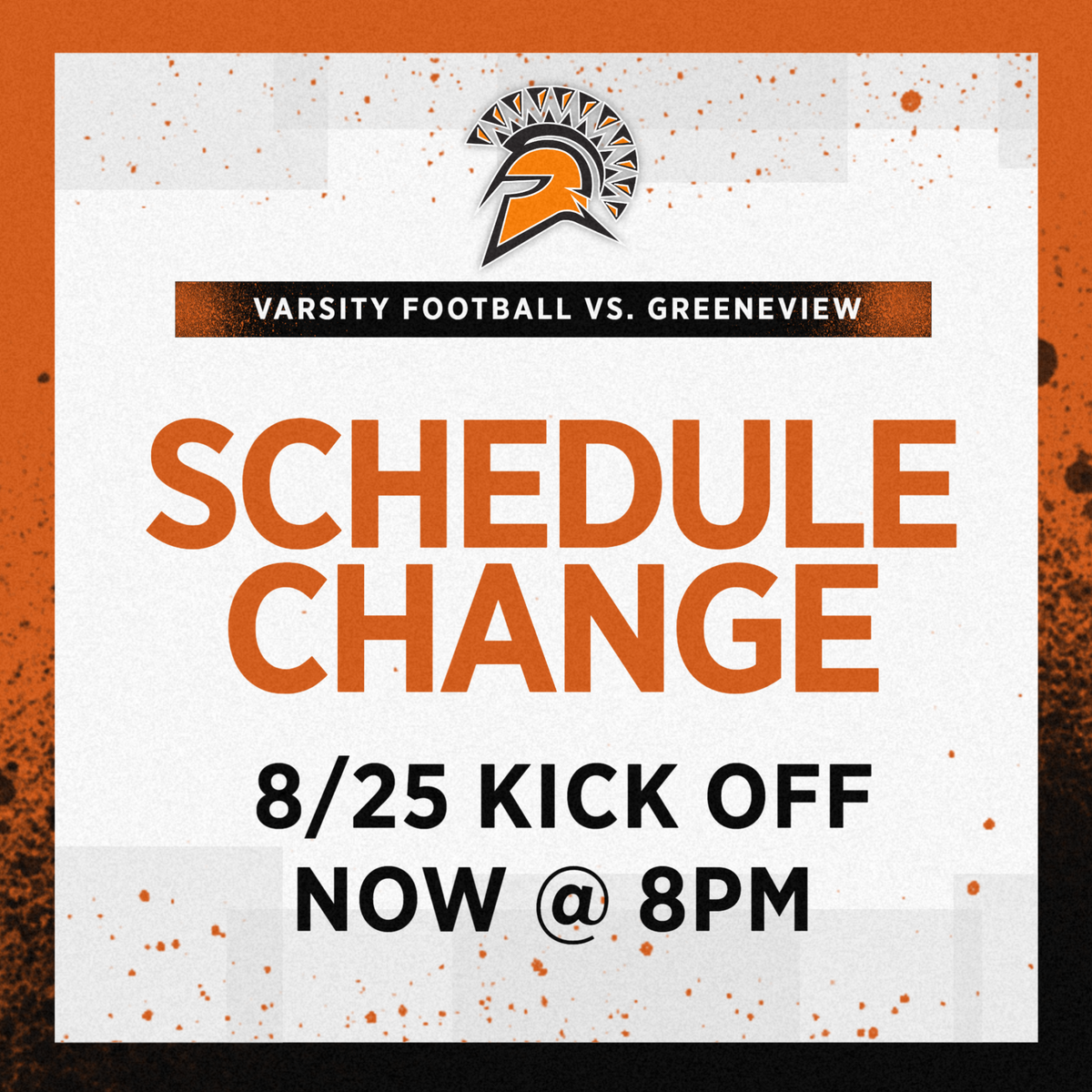 schedule change football vs. greenview